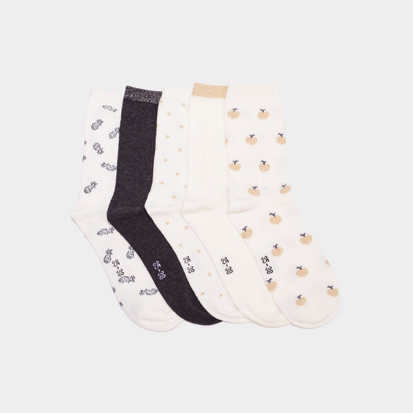 Lot 5 paires chaussettes multicolore femme