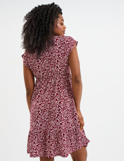 Robe patineuse manches courtes marron foncé femme