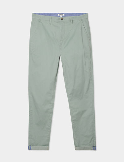 Pantalon chino slim stretch vert homme