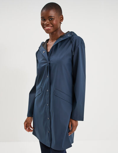Parka imperm&eacute;able coupe-vent &agrave; capuche bleu marine femme