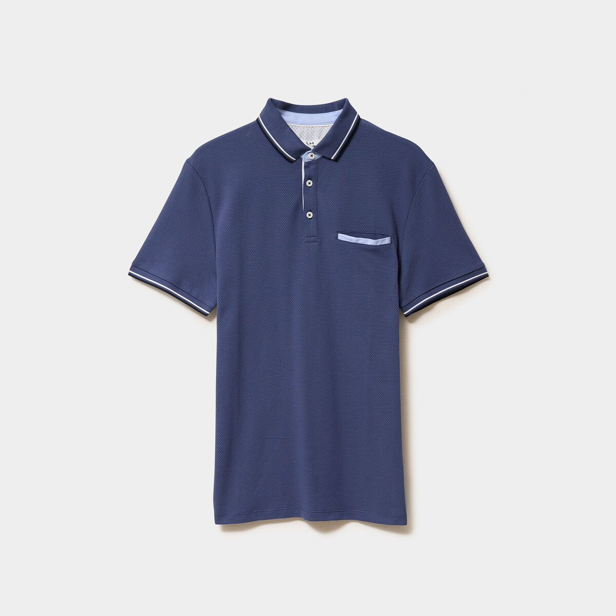 Polo manches courtes 1 poche coton bleu foncé homme
