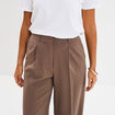 Pantalon large &agrave; pinces beige femme