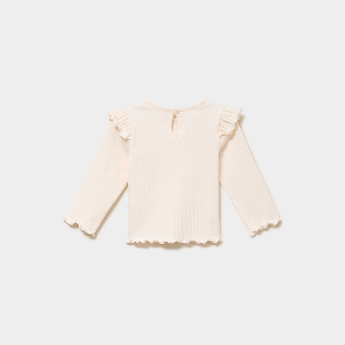 T-shirt c&ocirc;tel&eacute; volants aux &eacute;paules creme b&eacute;b&eacute; fille