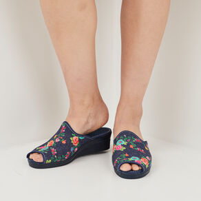 chaussons mules compenses multicolore femme Chaussons mules compensés multicolore femme