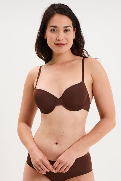 Soutien-gorge corbeille padd&eacute; microfibre marron femme
