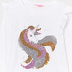 T-shirt à sequins et volants coton ivoire fille