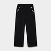 Pantalon &agrave; ponts flare effet cr&ecirc;pe noir femme