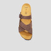 Mules bride d'attache en cuir marron homme