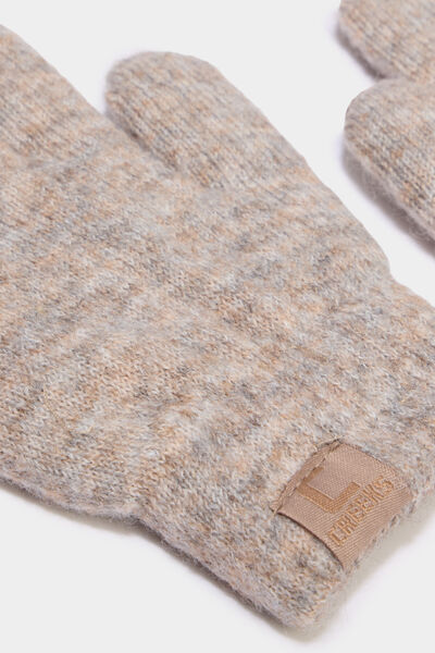 Gants doubl&eacute;s beige mixte