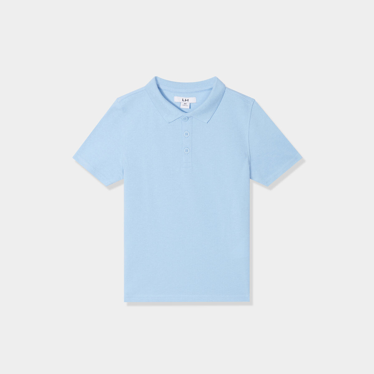 Polo manches courtes &agrave; d&eacute;tail brod&eacute; bleu pastel gar&ccedil;on
