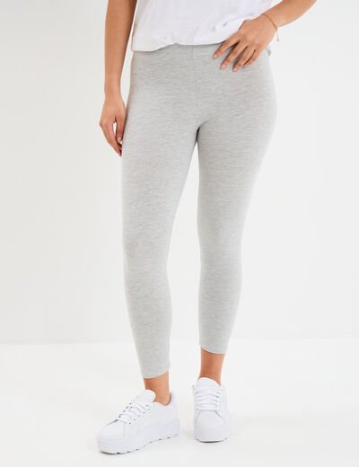 Legging 7/8 &egrave;me taille &eacute;lastiqu&eacute;e gris clair femme