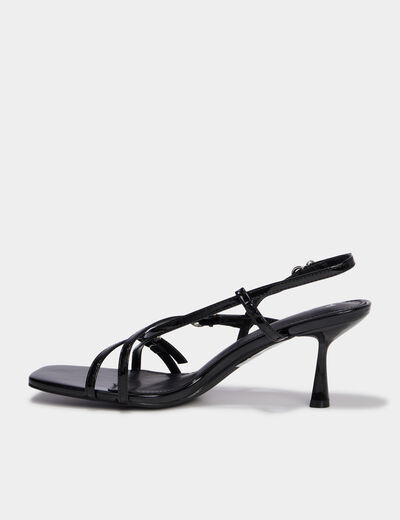 Sandales &agrave; talons kitten heels et brides noir femme