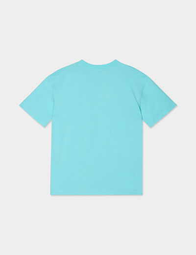 T-shirt oversize 1 poche manches courtes bleu turquoise garçon