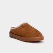 Mules fourr&eacute;es d&eacute;tails brod&eacute;s marron femme