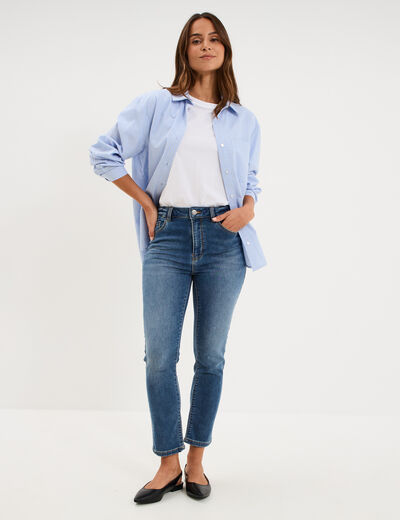 Jean stretch slim 7/8 &egrave;me denim stone femme