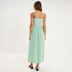Robe longue &agrave; bretelles et haut smock&eacute; vert femme