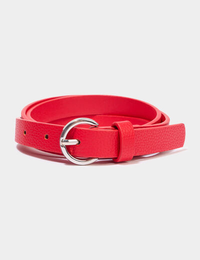 Ceinture avec boucle ronde rouge femme