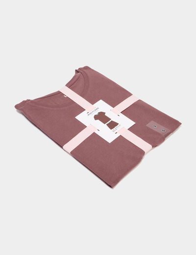 Ensemble pyjama short t-shirt coton marron chocolat femme