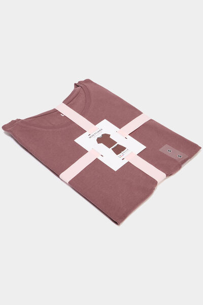 Ensemble pyjama short t-shirt coton marron chocolat femme