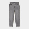 Jeans mom cropped taille haute denim gris clair femme