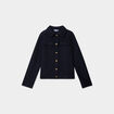 Veste bouclette boutonn&eacute;e bleu marine femme