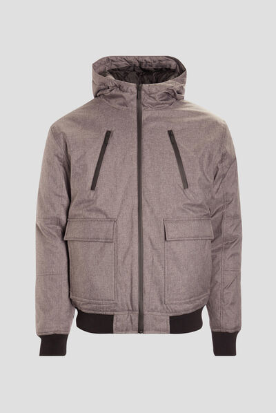 Blouson droit à capuche gris homme