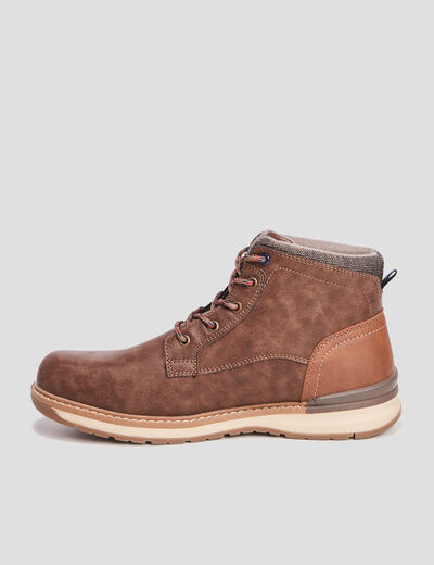 Bottines montantes &agrave; lacets marron homme