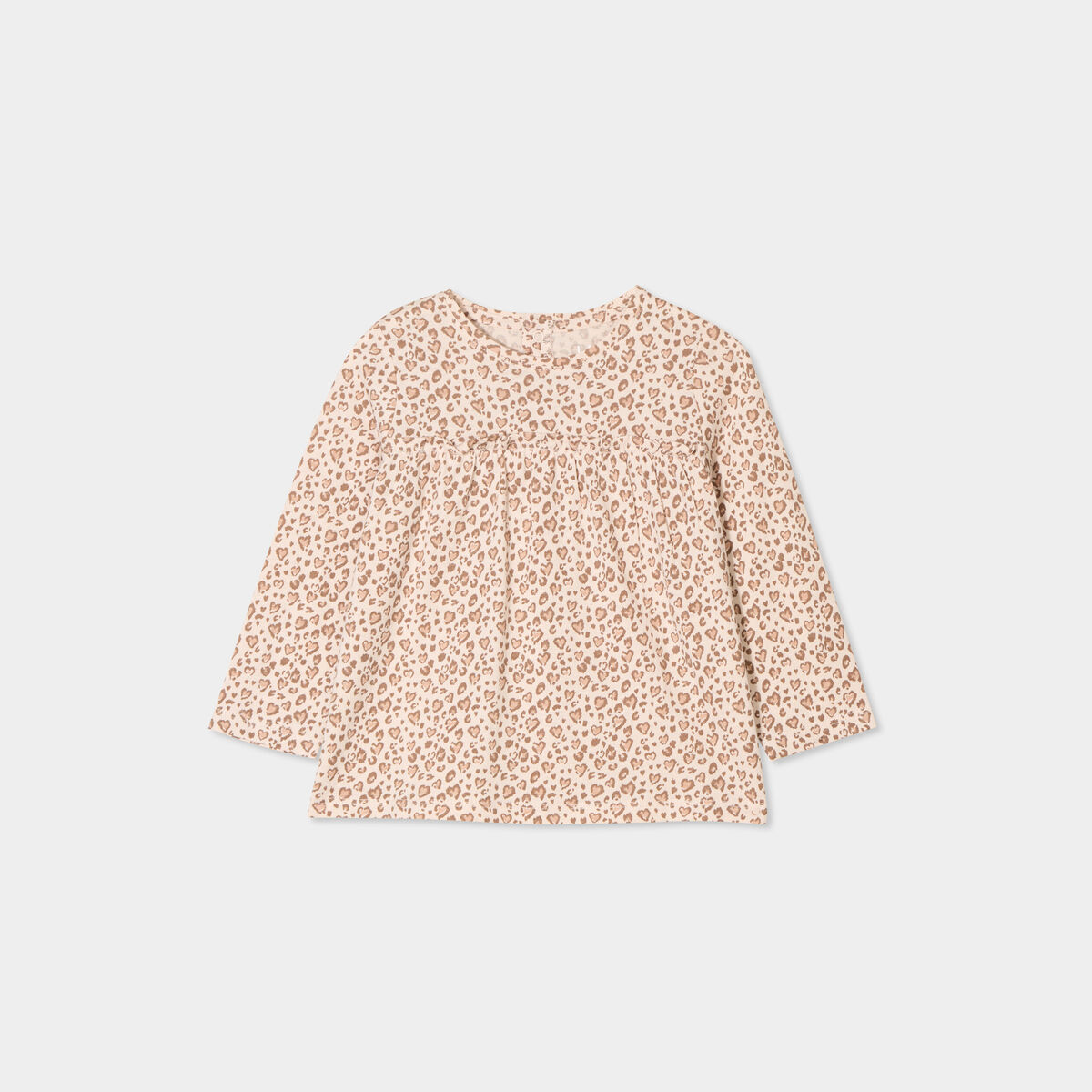 T-shirt manches longues col rond coton creme bébé fille