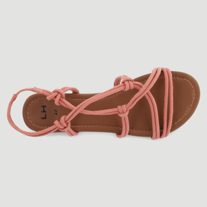 Sandales lanières nouées femme rose