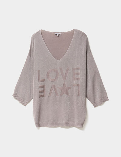 Pull manches 3/4 chauve-souris sable femme grande taille