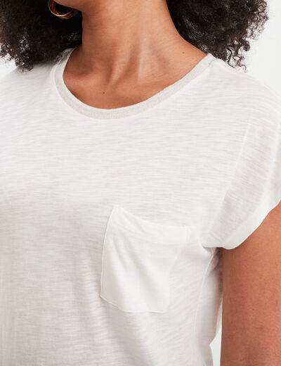 T-shirt manches courtes 1 poche Liberto blanc femme