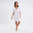 Robe broderie anglaise manches 3/4 blanc femme