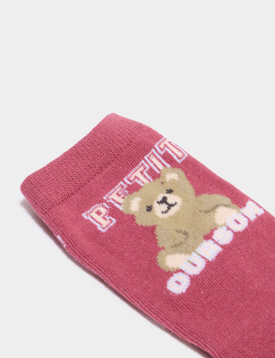 Lot 5 paires chaussettes m&eacute;lange coton bordeaux fille