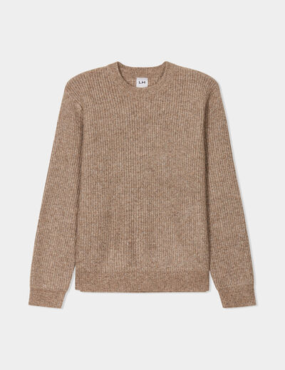 Pull col rond à manches longues taupe homme