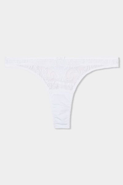 String avec dentelle blanc femme