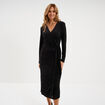 Robe effet velours noeud c&ocirc;t&eacute; noir femme