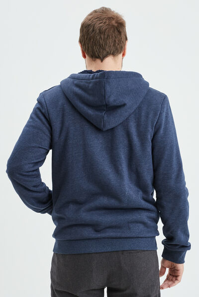 Sweat zippé à capuche bleu marine homme
