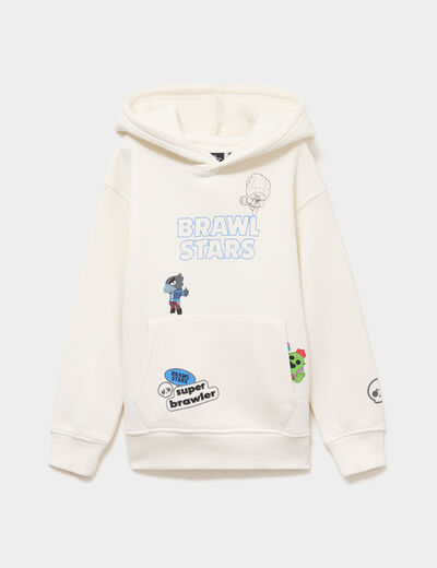 Sweat hoodie 1 poche Brawl Stars blanc gar&ccedil;on