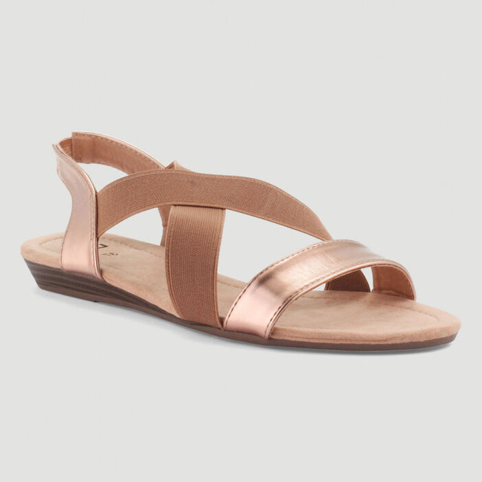 Sandales élastiquées petit compensé femme rose