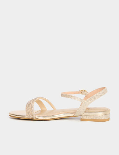 Sandales avec strass jaune or fille
