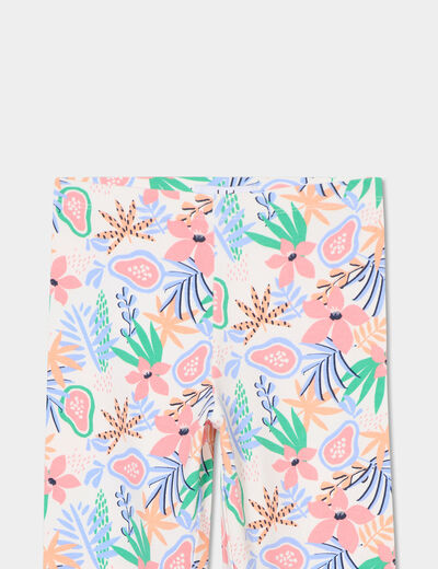 Legging 3/4 élastiqué coton ecru fille