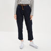 Jean chino droit avec ceinture denim brut femme