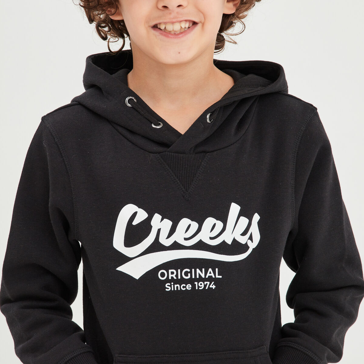 Sweat à capuche hoodie droit Creeks noir garçon