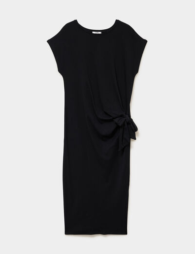 Robe de grossesse longue avec noeud noir femme maternit&eacute;