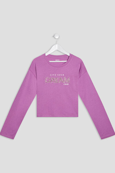 T-shirt droit Liberto violet foncé fille