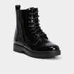 Boots vernies à lacets talons 2 cm noir femme