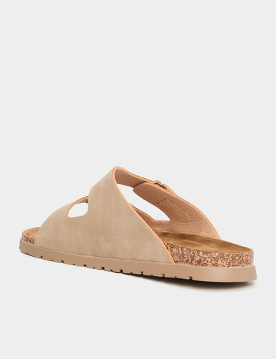 Mules double brides à scratchs sable homme