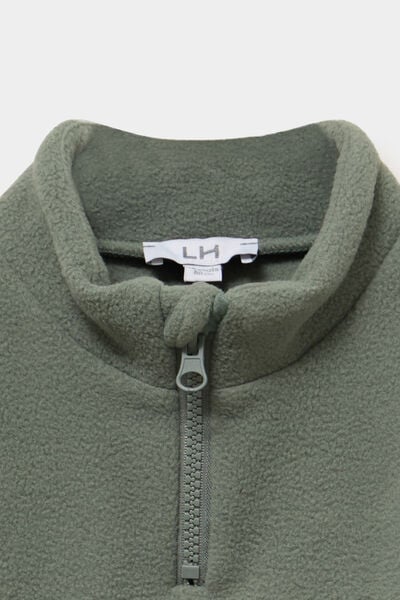 Ensemble effet polaire sweat et pantalon vert kaki b&eacute;b&eacute; gar&ccedil;on