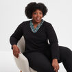 Pull effet 2-en-1 manches 3/4 noir femme grande taille