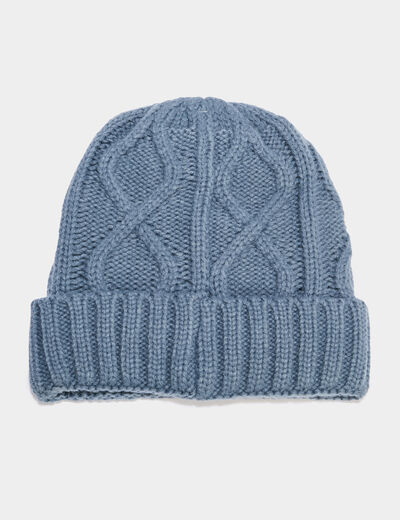 Bonnet &agrave; torsades bleu homme